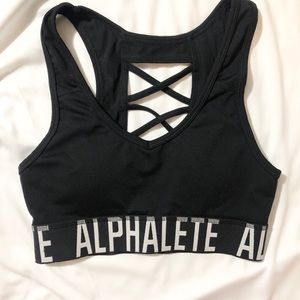 ALPHALETE BLACK CRISSCROSS BRA